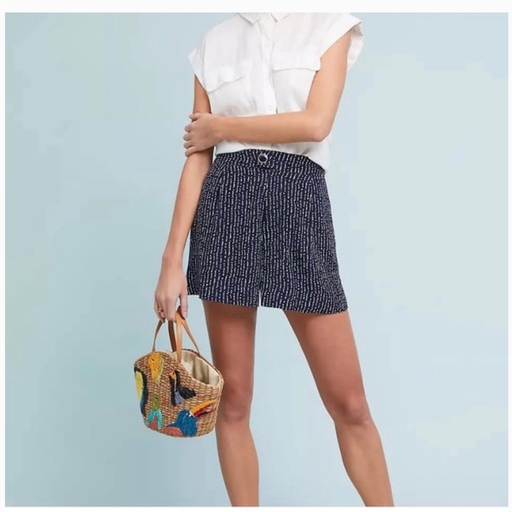Anthropologie Ett Twa Clearwater Navy dot Print Short High Rise Women’s Large